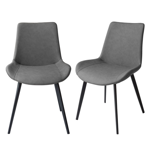 Corrigan Studio® 34"H Modern Upholstered Grey Dining Chairs (Set Of 2